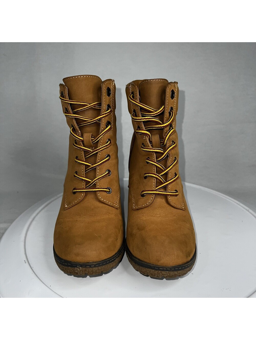 White Mt. Dartford Heeled Boots Sz 6 Women's Tan Lace Up Boots EUC - Picture 4 of 9